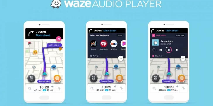 Waze incluye un reproductor de música compatible con ocho plataformas.