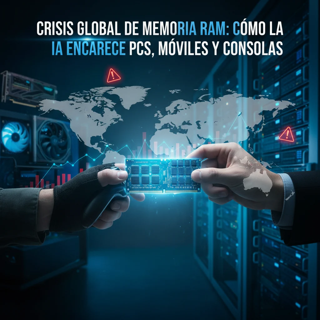 Crisis global de memoria RAM: cómo la IA encarece PCs, móviles y consolas