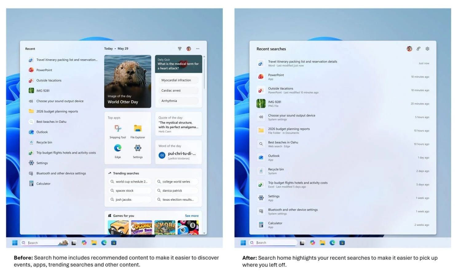 Windows 11 renueva su buscador: más rápido y sin distracciones